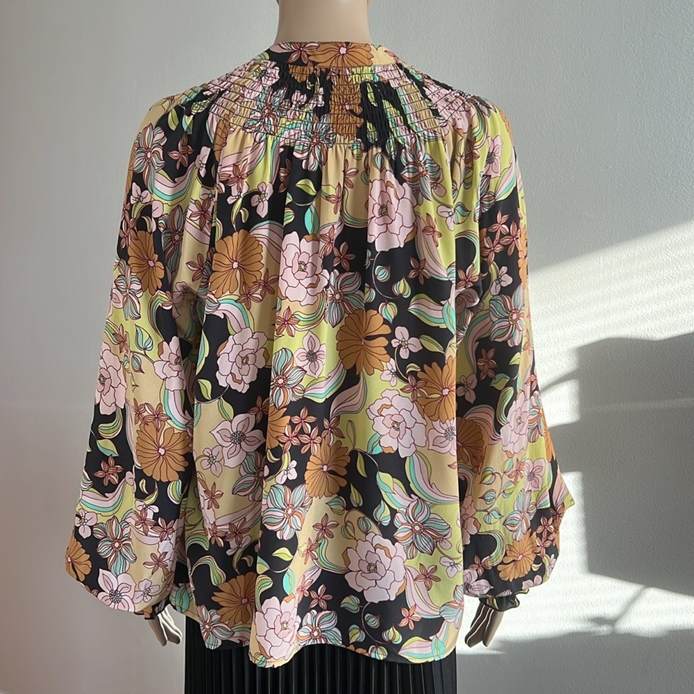 Johnny Was Love Diana Silk Floral Long Sleeve Blouse Boho Chic Size S - Picture 12 of 16